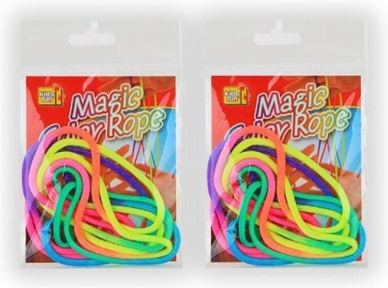 Afbeelding van het spel 5 x - Rainbow rope magic - Magic color rope - 5 zakjes - Vingerknoop touwtjes