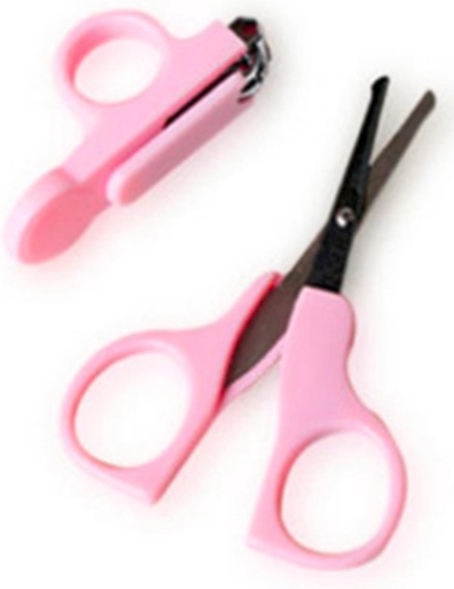 Goedkoopste 2 Delige Baby Manicure set - Veiligheidsschaartje - Mini Nagel Knipper - Kleur Roze