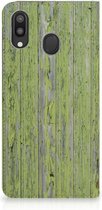Geschikt voor Samsung Galaxy M20 Book Wallet Case Green Wood