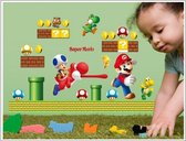 Mooie Muursticker Mario Wereld met Yoshi – Kinderkamer Nintendo