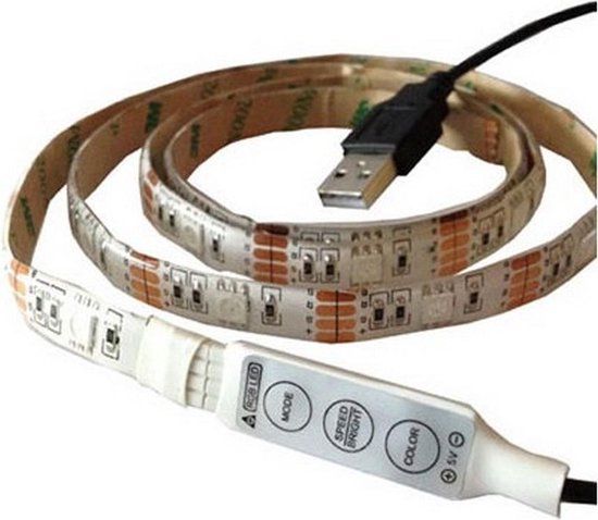 Ruban LED USB - RGB - 7.2W - 5V - 30LED - 1 mètre | bol.com