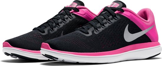 Nike Flex 2016 RN Sneakers - Maat 39 - Vrouwen - zwart/roze/zilver | bol.com
