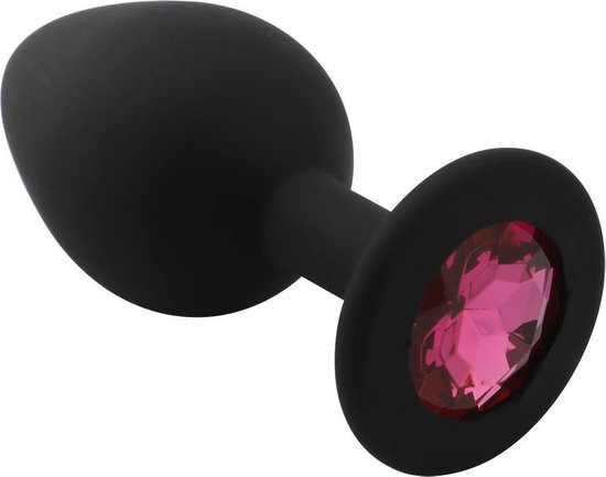 Banoch - Buttplug Penumbra Hot Pink Large - Siliconen buttplug Zwart - kristal - Roze
