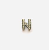 Metalen letter met zirkonia steentjes - Letter N - Personaliseer zelf