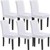 Stoelhoes set van 6 hoes voor stoelen stretch wit