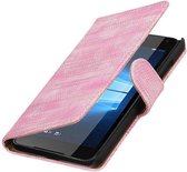 Hagedis Bookstyle Wallet Case Hoesjes Geschikt voor Microsoft Lumia 650 Roze