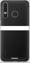 BOQAZ. Huawei P30 Lite hoesje - enkele streep wit