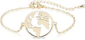 24/7 Jewelry Collection Wereldbol Armband - Wereldkaart - Kaart - Aarde - Wereld - Goudkleurig