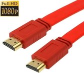 Vergulde HDMI naar HDMI 19 Pin platte kabel, 1.4 Versie, ondersteunt HD TV / XBOX 360 / PS3 / Projector / DVD speler etc, Lengte: 1.5m(rood)