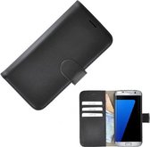 Samsung Galaxy S7 Edge hoesje - Bookcase - Portemonnee Hoes Echt leer Wallet case Effen zwart