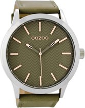 OOZOO Timepieces - Zilverkleurige horloge met steengrijze leren band - C9010