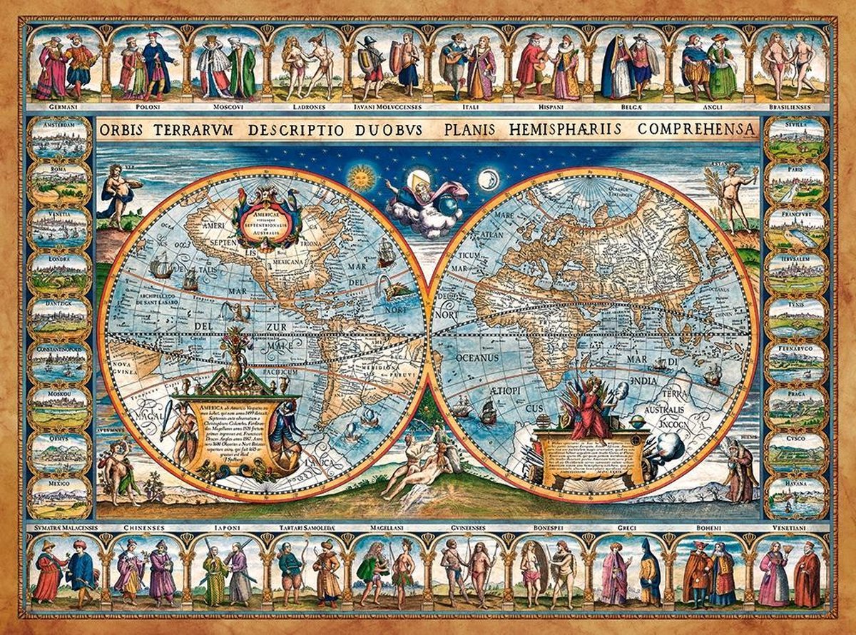 Castorland Map of the World 1639 – Puzzel – 2.000 stukjes – Satijnen afwerking – Perfecte pasvorm – Europese kwaliteit — afbeelding 2