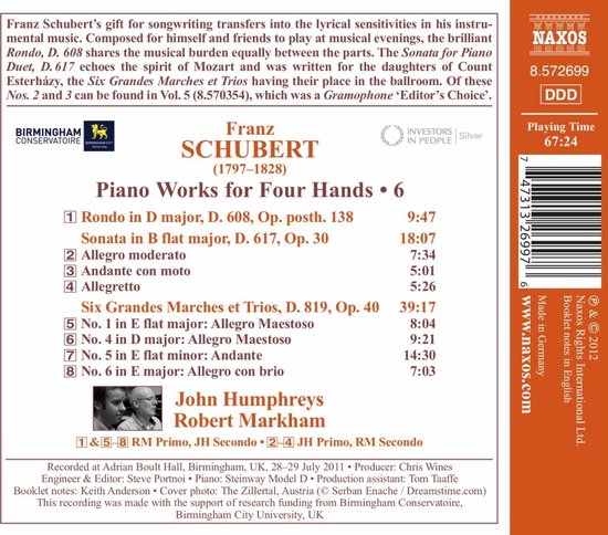 John Hymphreys & Robert Markham - Schubert: Piano Works For Four Hands ...