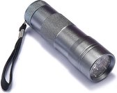 Mini zaklamp 12 LED Aluminium UV Ultra Violet paars licht - Zilver