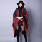 Oversized  Omslagdoek  Dames Cape  Poncho  - Rood