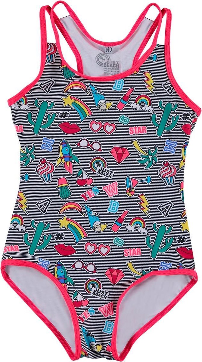 Just Beach zwart wit gestreept badpak Banana Patch Stripe