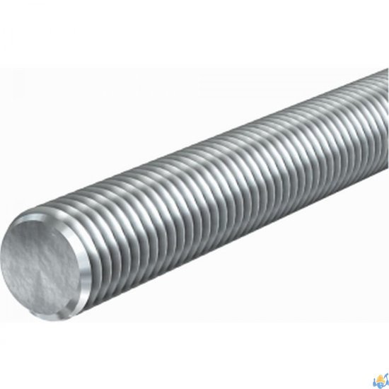Een metalen draadstang met schroefdraad over de gehele lengte, met een lengte van 1000mm en een dikte van M5.