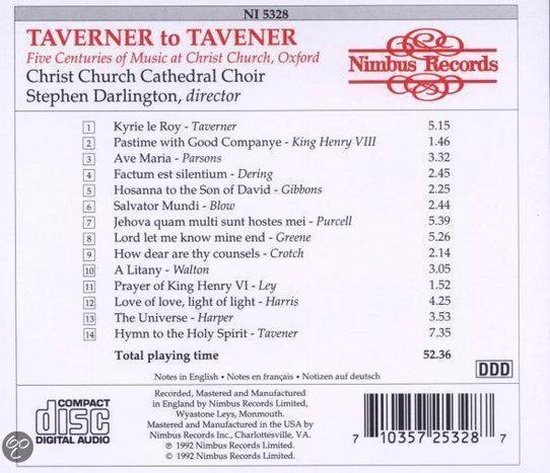 Cccc & Darlington - 5 Centuries Of Music At Christ Ch (CD)