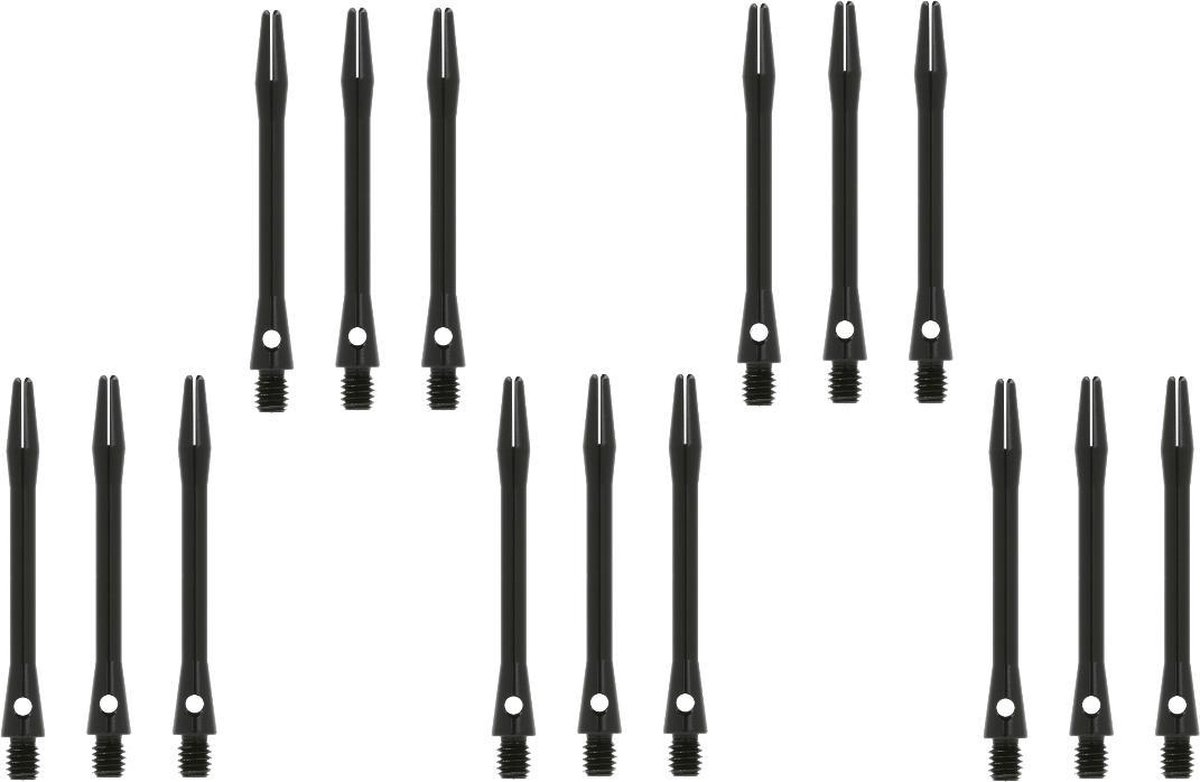 Darts Set - 5 sets (15 stuks) - aluminium - zwart - medium - darts shafts - Cadeau
