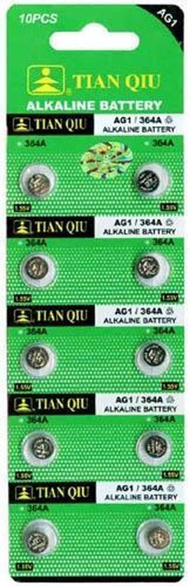 Ag 1 batterijen |Strip 10 stuks (ook bekend als AG1, LR621, G1, LR60, 164,  364)... | bol.com