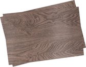 2x Placemat bruine hout print 45 cm - Placemats/onderleggers tafeldecoratie - Tafel dekken