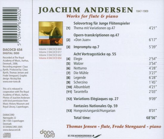 Andersen Complete Recordings - 4: Flute And Piano - Frode Stengaard Piano Thomas Jensen Flute