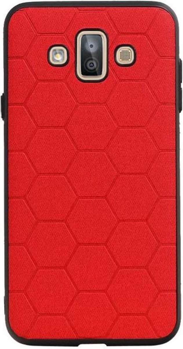 Rood Hexagon Hard Case - Achterkant Hoesje voor Samsung Galaxy J7 Duo J720F