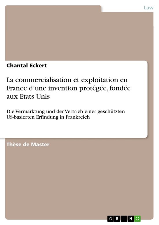 La Commercialisation Et Exploitation En France D'Une Inventi ... - cover