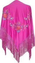 Spaanse manton - omslagdoek - fuchsia roze driehoek verkleedkleding of Flamenco jurk