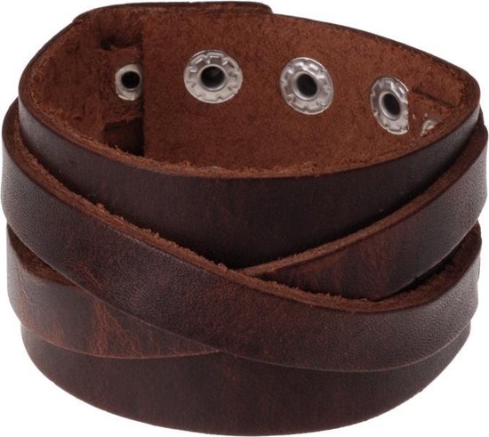 Brede leren armband voor mannen Vintage Brown