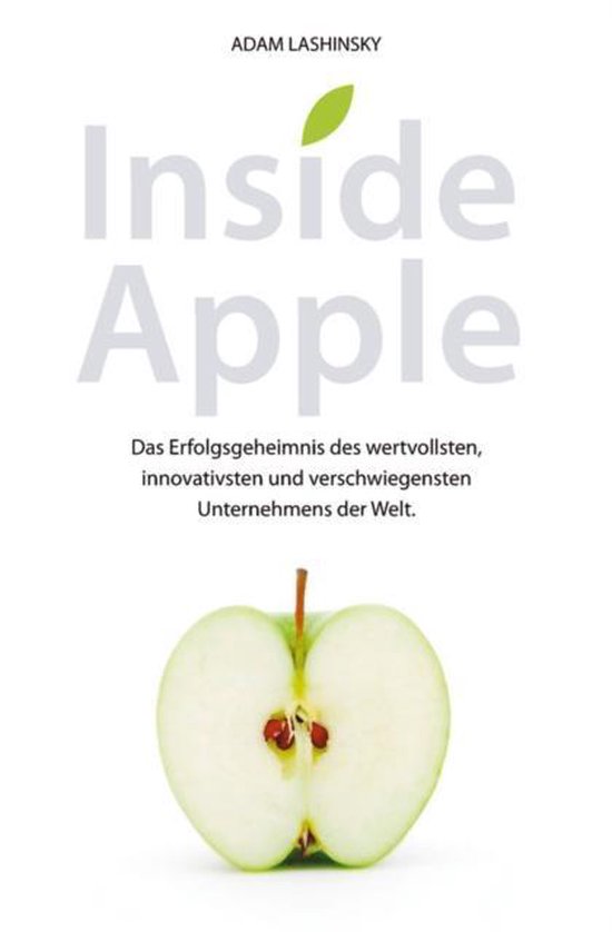 Boekomslag van 'Inside Apple' met de titel in grote letters en een halve appel onderaan.