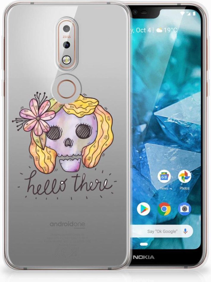 Back Cover voor Silicone Back Case Nokia 7.1 Boho Skull