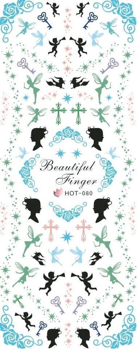 Goedkoopste Nail art elfjes feeën nagelstickers blauw Cupido nagel stickers