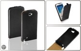 LELYCASE Flip Case Lederen Hoesje Samsung Galaxy Note 2 Zwart