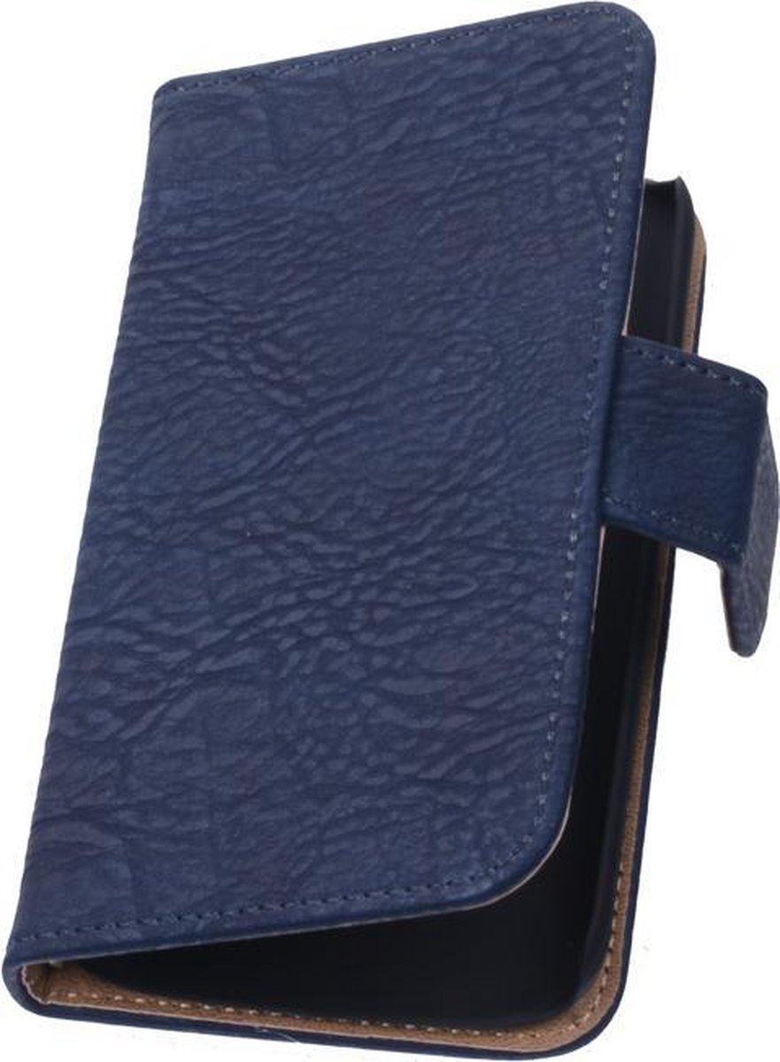 Donker Blauw Hout Booktype Samsung Galaxy S3 Wallet Cover Hoesje