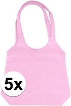 5 x Roze opvouwbare tassen met hengsels 43 x 41 cm- Shoppers