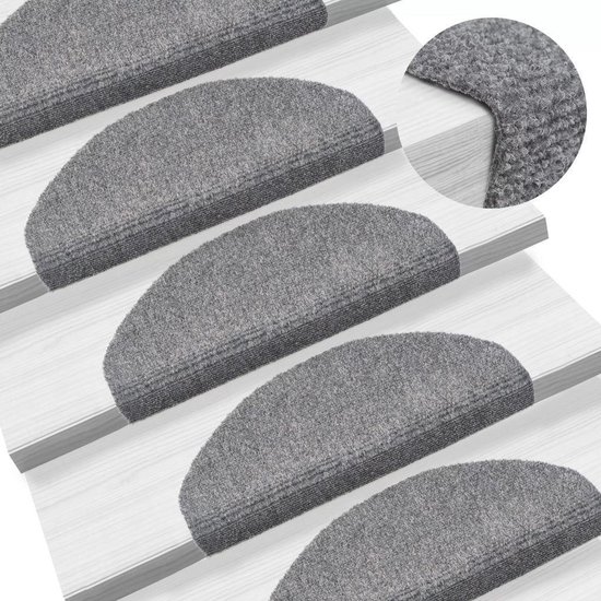 Trapmat trapbekleding mat voor trap zelfklevend plak licht grijs 65x21x4cm  | bol.com