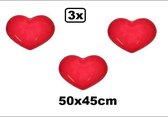 3x Wandeco Hart-Valentijn rood 50x45cm