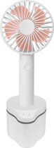 FlinQ Draagbare Ventilator Dockingstation - Handventilator - Tafelventilator - Satiefventilator - Vijf windsnelheden - Wit/Roze