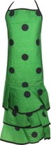 Spaanse flamenco schort - keukenschort groen zwarte stip verkleedkleding
