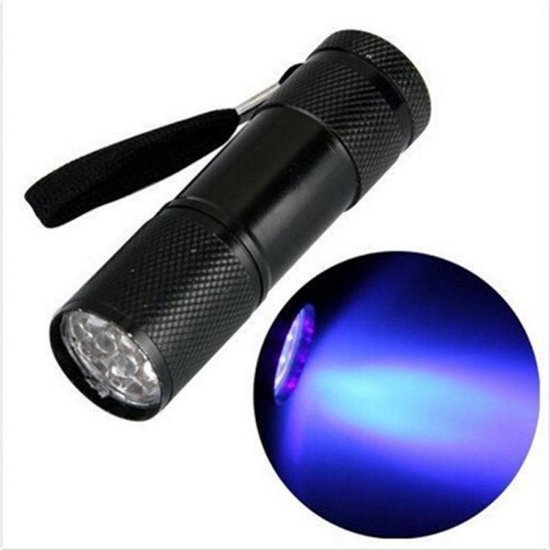 Mini lampe de poche 9 LED Aluminium UV Ultra Violet violet clair | bol.com