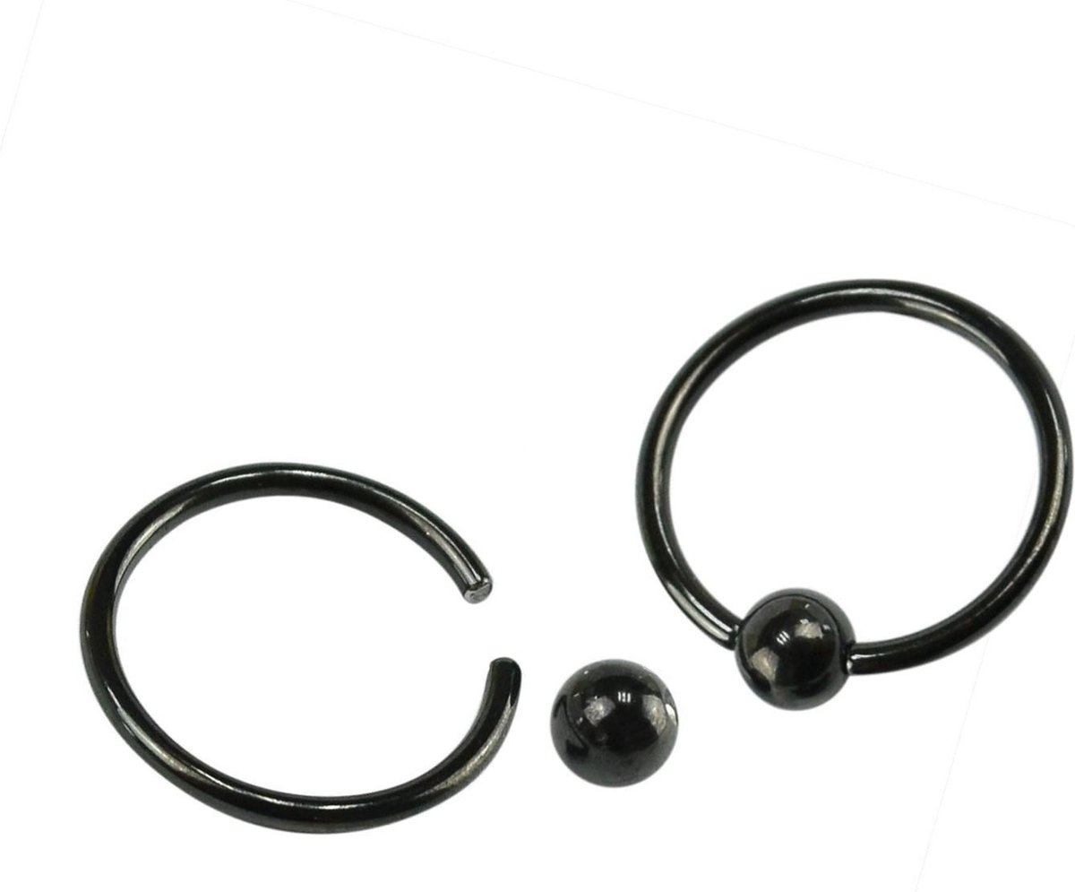 Fako Bijoux® - Ball Closure Piercing - Ring - 10mm - Zwart - 2 Stuks - Fako Bijoux®