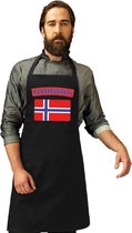 Noorse vlag keukenschort/ barbecueschort zwart heren en dames - Noorwegen schort