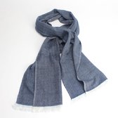 Sjaal donkerblauw visgraat wol, Jansje Design