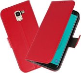 Rood booktype wallet case Hoesje voor Samsung Galaxy J6 2018