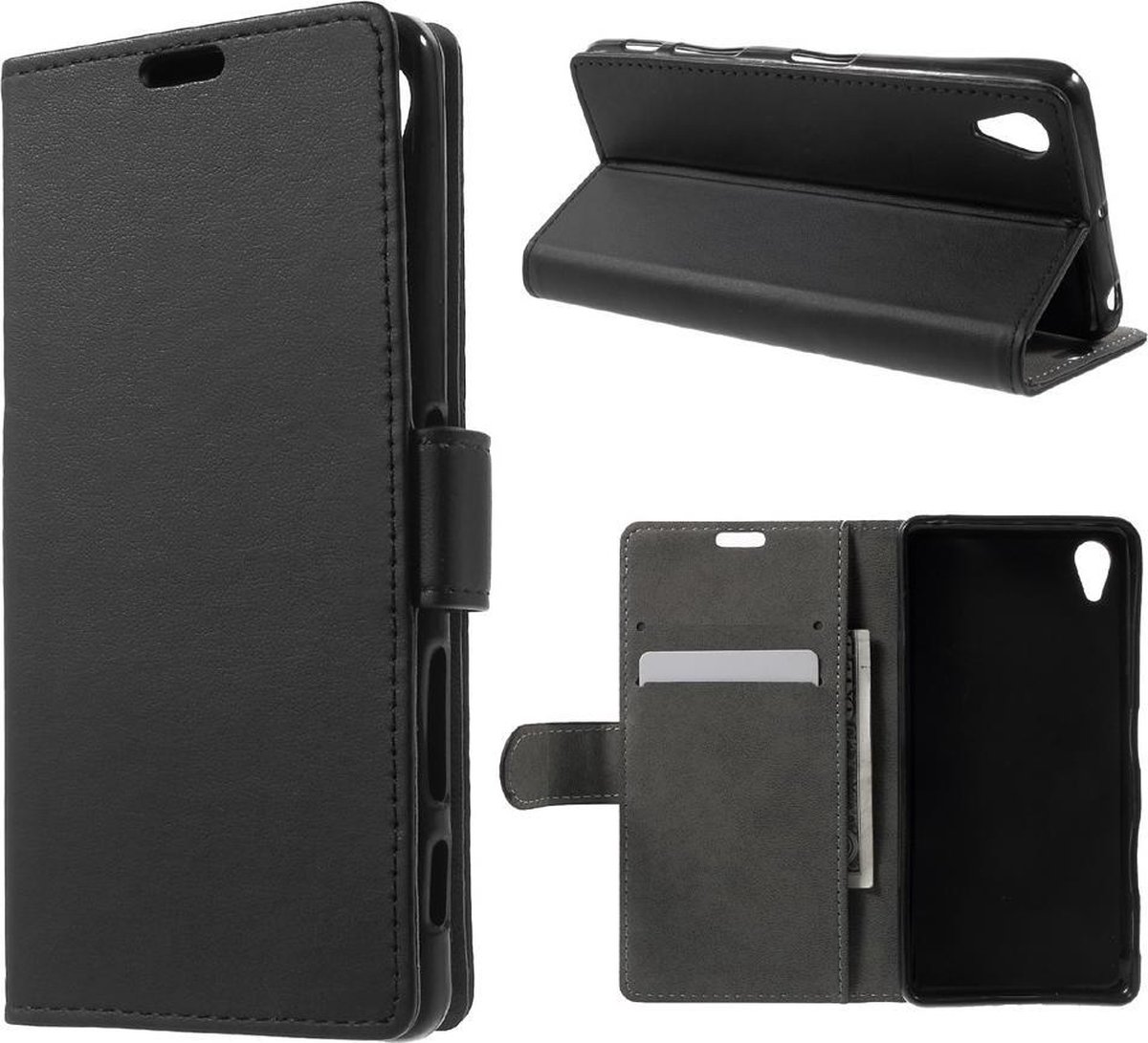 Kunstleer Wallet Stand Hoesje Sony Xperia X Performance - Zwart