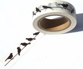 masking tape - Vogels op draad - decoratie washi papier tape - 15 mm x 10 m