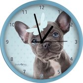 Studio Pets Wandklok Franse Bulldog 25 Cm Blauw
