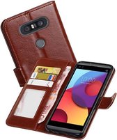 Hoesje Geschikt voor LG Q8 - Portemonnee hoesje booktype wallet case Bruin