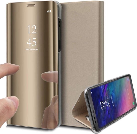 Samsung Galaxy A6 Plus Hoesje Spiegel Lederen Book Case Goud van iCall |  bol.com